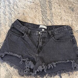 Abercrombie & Fitch Black Frayed Jean Shorts